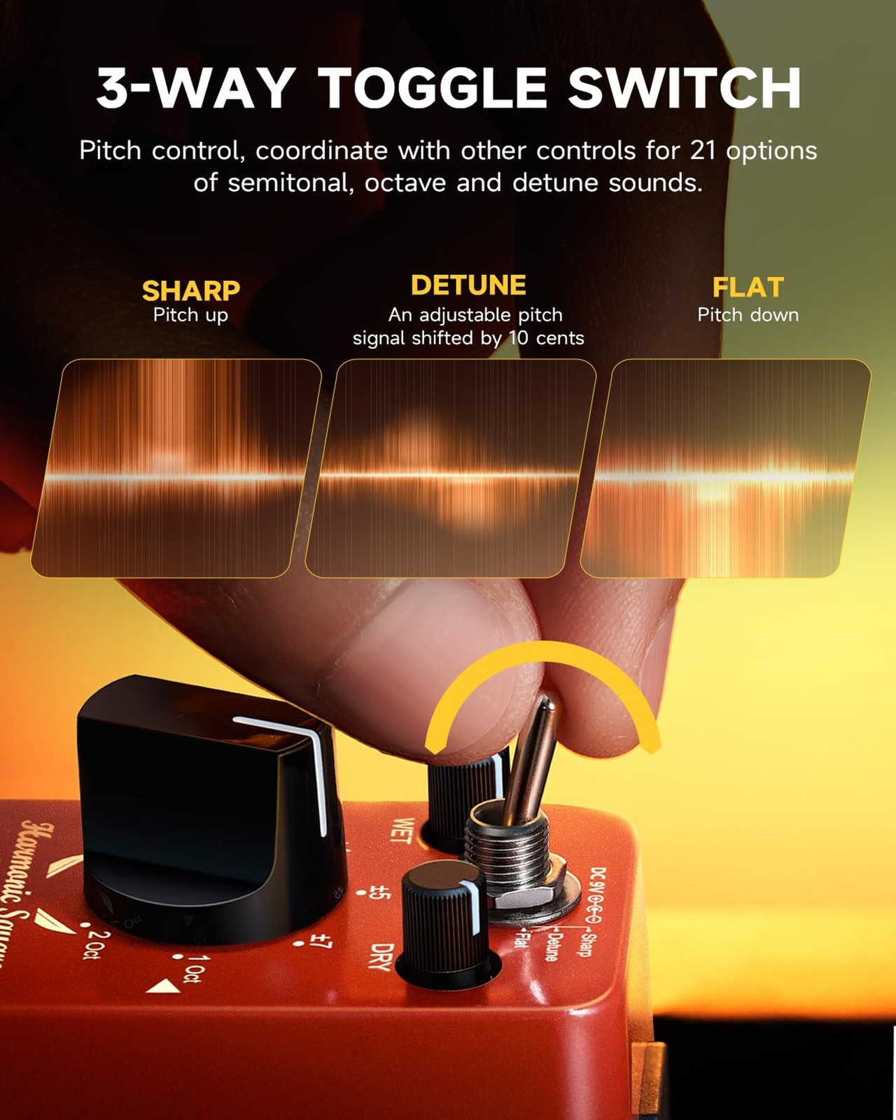 Donner Octave Guitar Pedal, Harmonic Square Digital Octave Mini Pedal Pitch S...