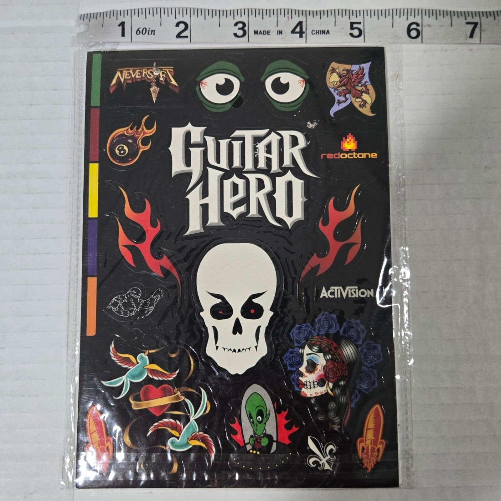 Activision Guitar Hero Sticker Sheet Wii Quick Start Guide New Rock Skulls