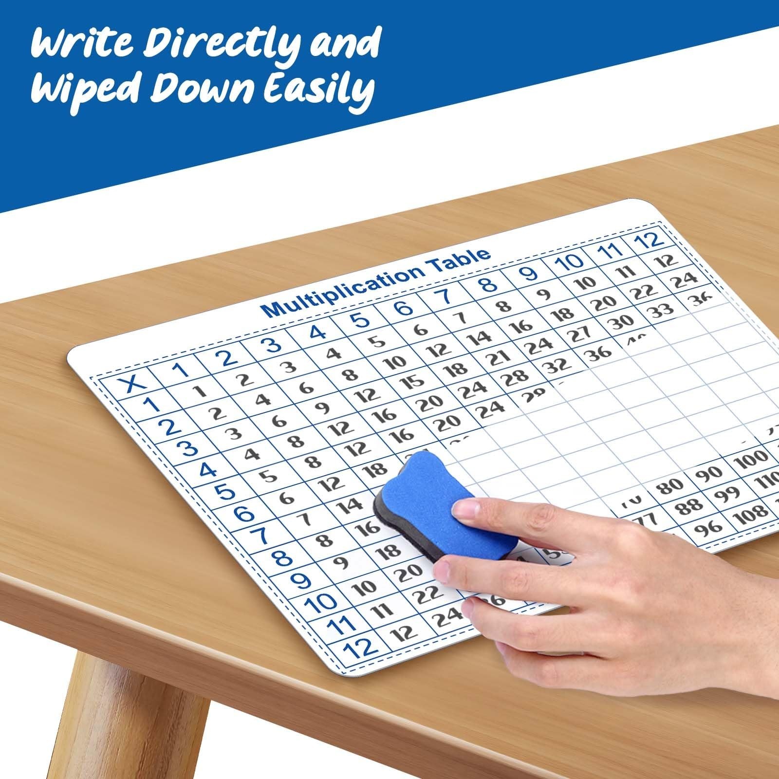 Multiplication Master Kit - 3 Pack Double Sided Dry Erase Math Whiteboards & ...