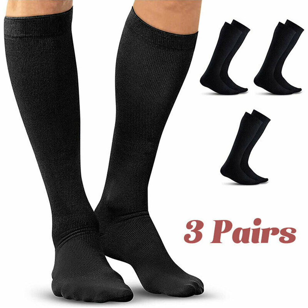 3Pair Compression Socks Support Knee High Treatment Swelling Varicose Veins Sox