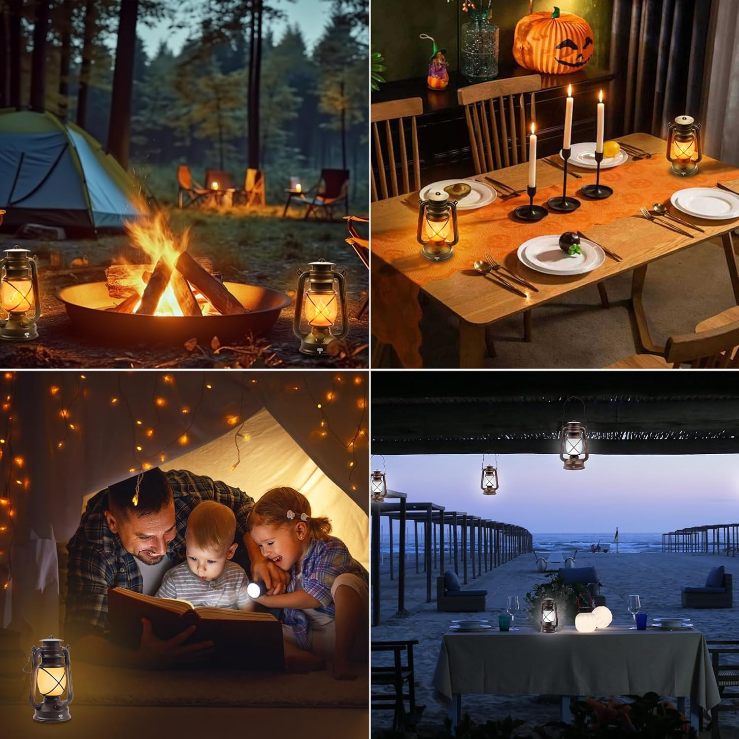 2 Pack Bronze Vintage 4 Modes Rechargeable Lanterns with Remote Control | Waterp