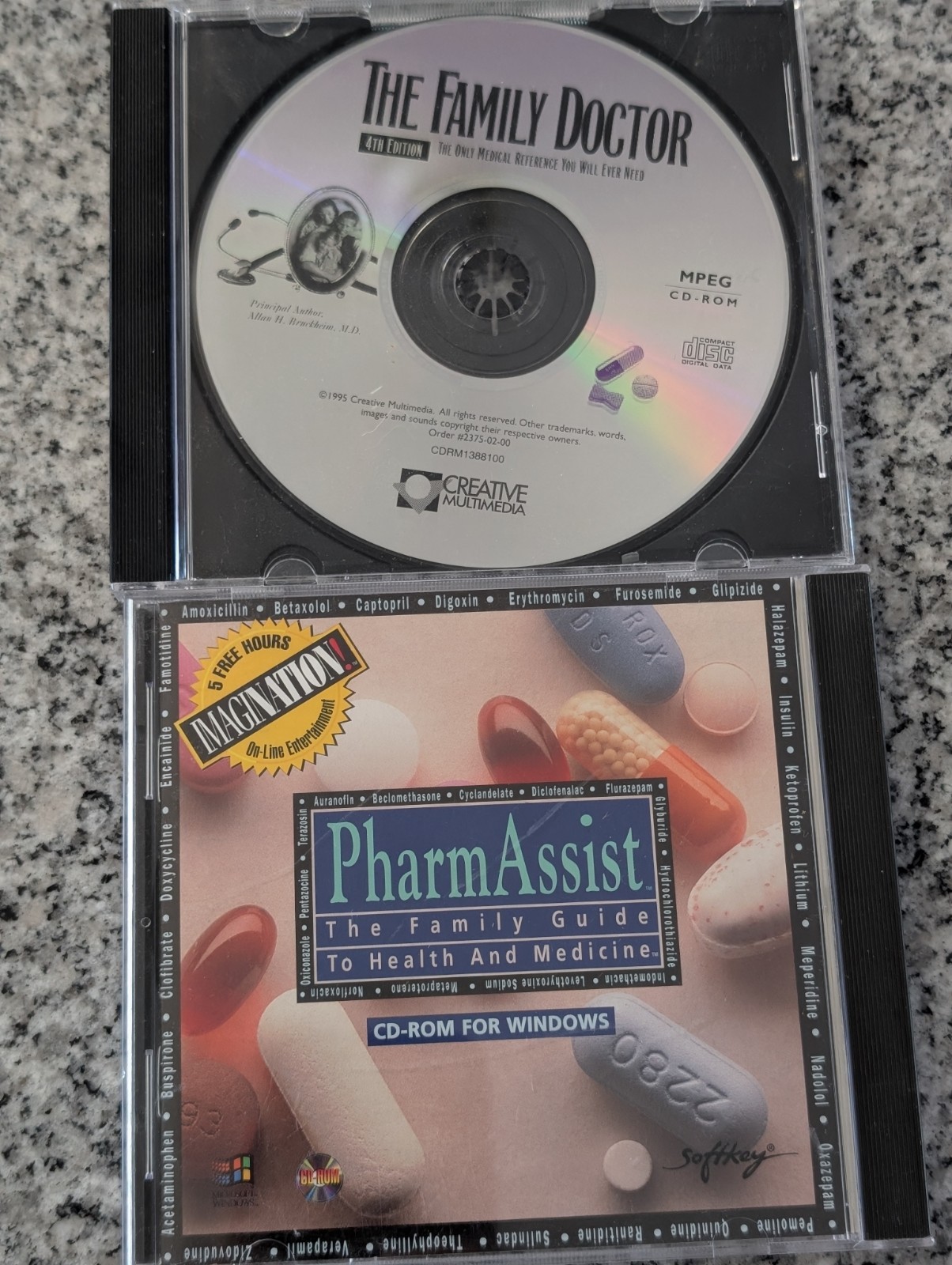 PharmAssist & Family Doctor Medical CD-ROMs (1993/1995) Windows Health Guide