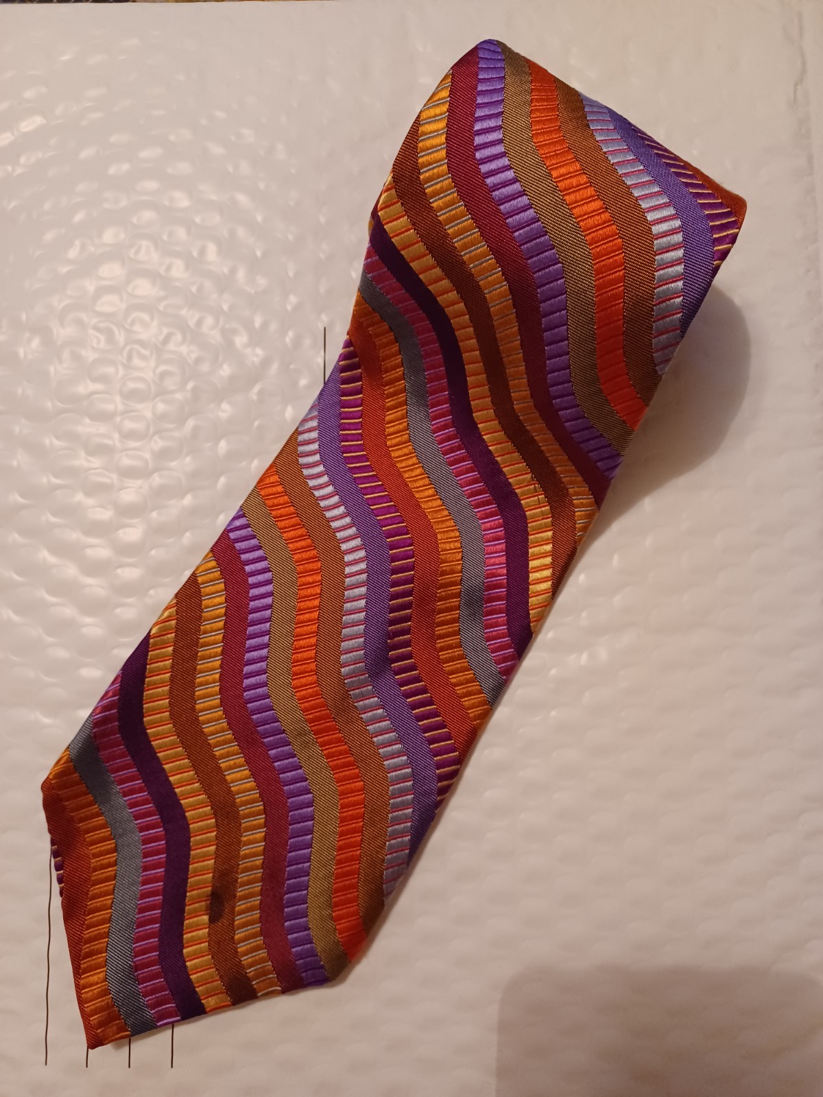 Robert Talbott Best of Class Vibrant Silk Tie Wavy 70s Multicolor Jacquard USA