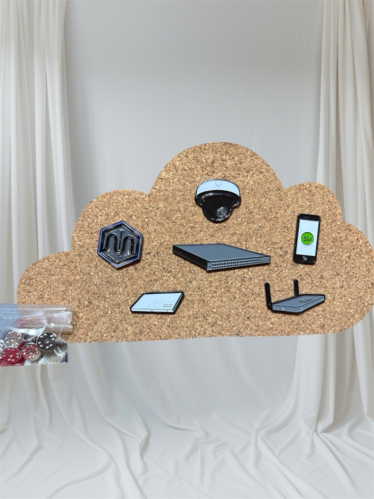CISCO MERAKI CORK & 6 Pin Set NEW RARE HTF Camera Smartphone Great Gift
