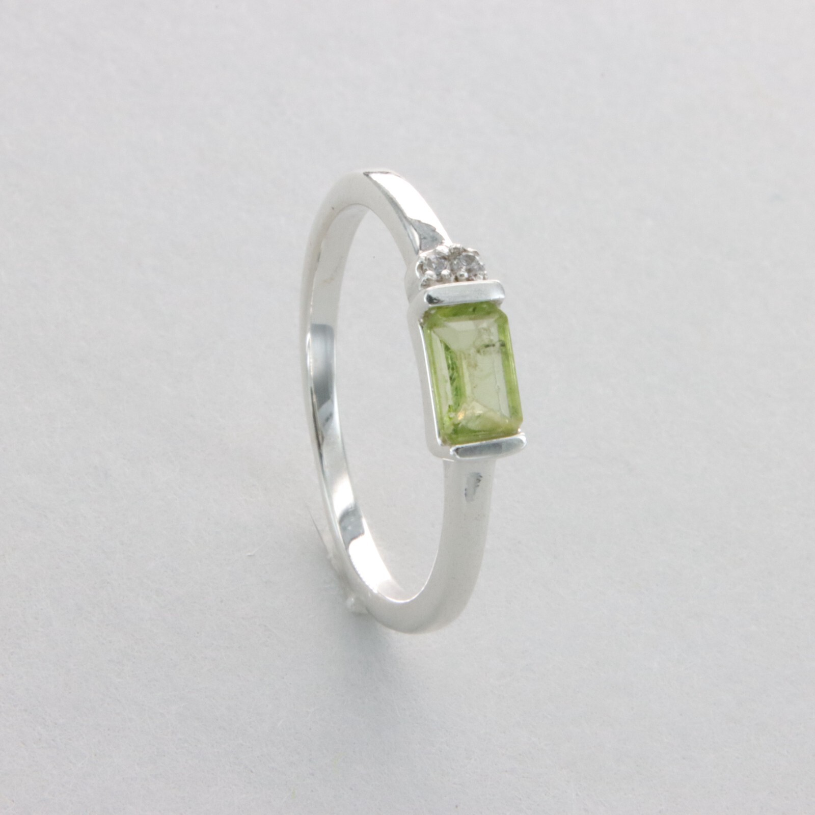 Square / Rectangle PERIDOT Ring with CZ Multiple Sizes 925 STERLING SILVER #47e