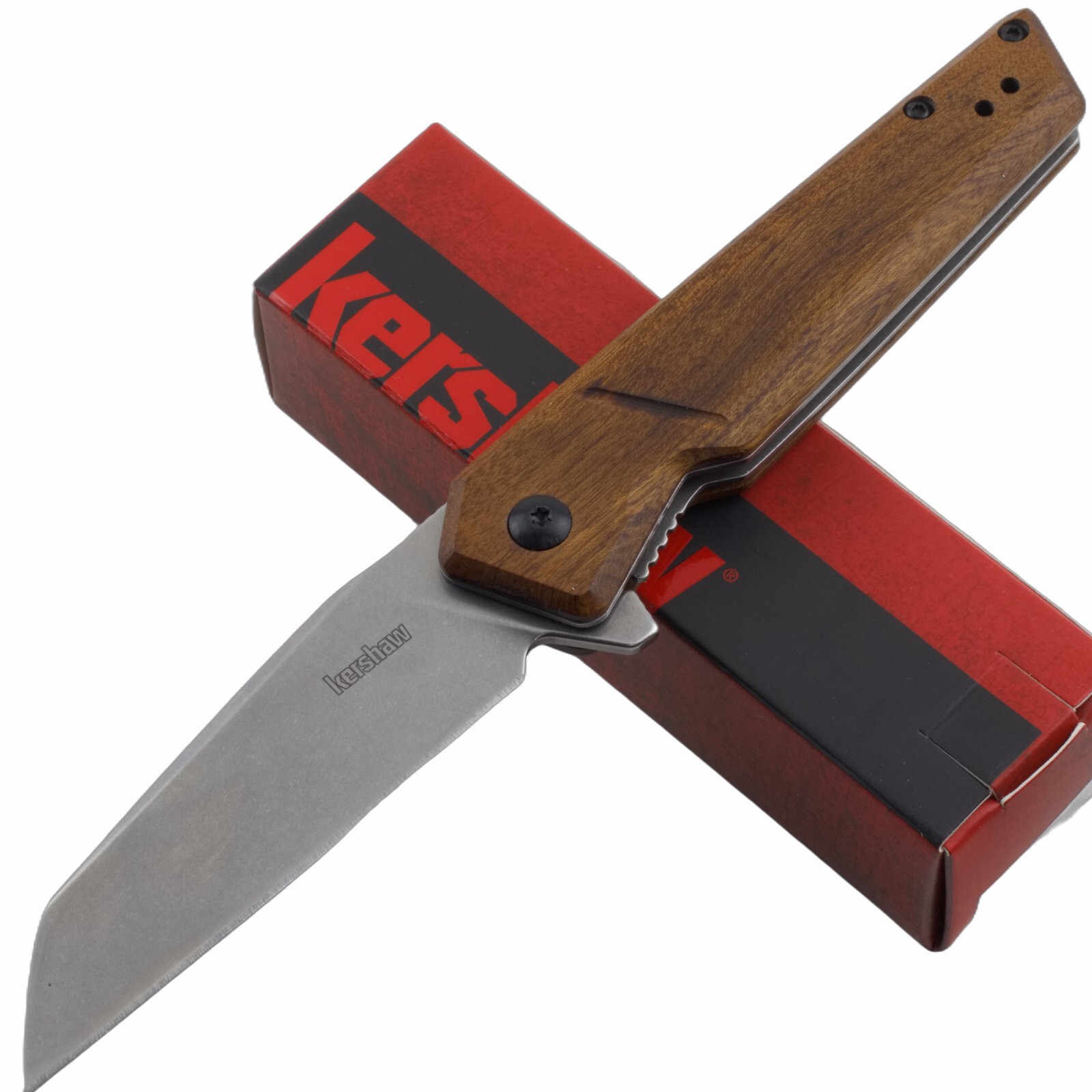 Kershaw Avert A/O Folding Linerlock Pocket Knife Brown Wood Handle