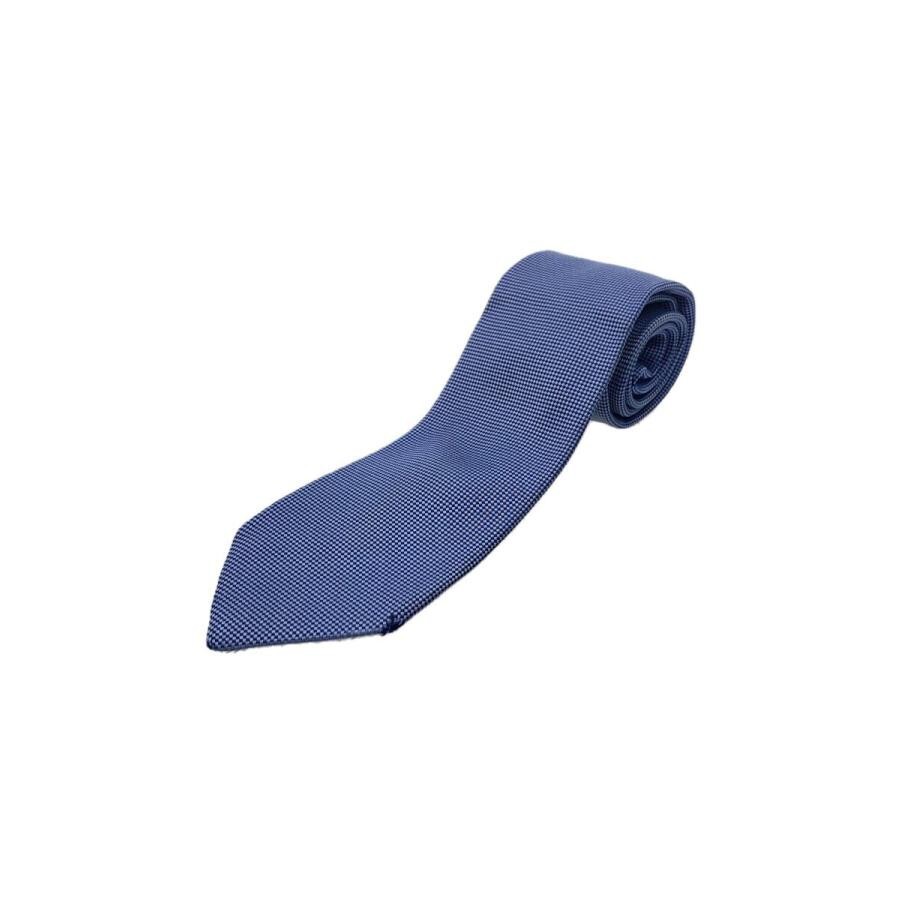 HERMES  Neck tie Silk Navy Blue Logo  japan seller N0104 42 Made in France