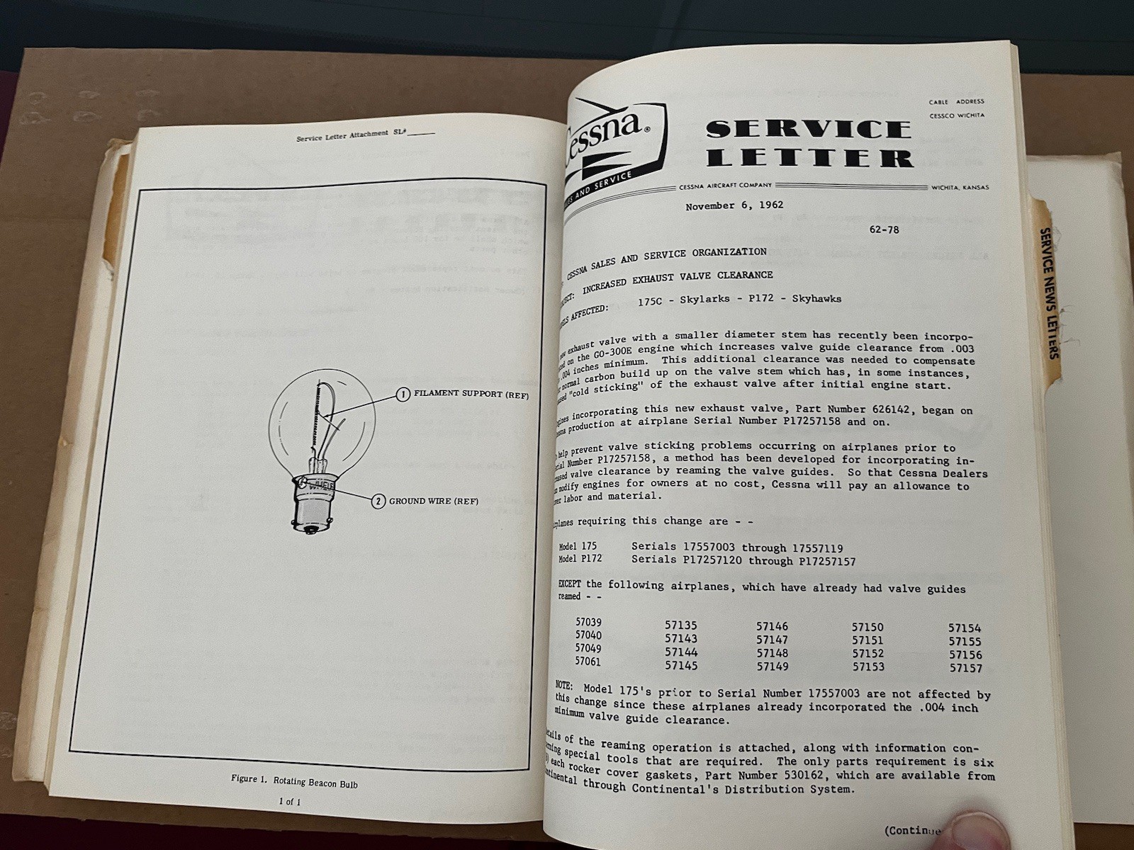 1963 Cessna Service Information Summary Manual All Models, Original