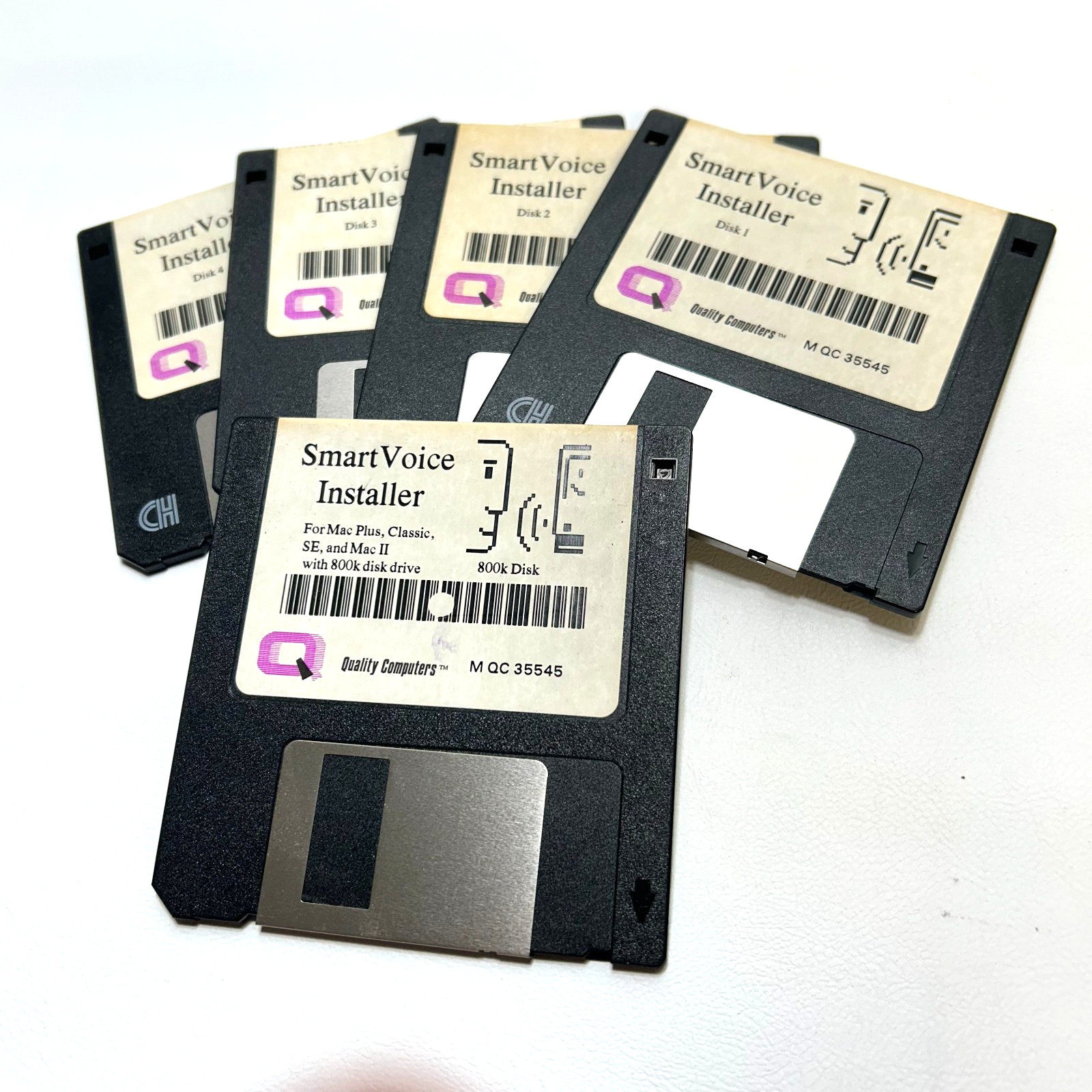 SmartVoice Installer Disk and 1-4 Mac Plus Classic SE Mac II 800K Floppy Disks