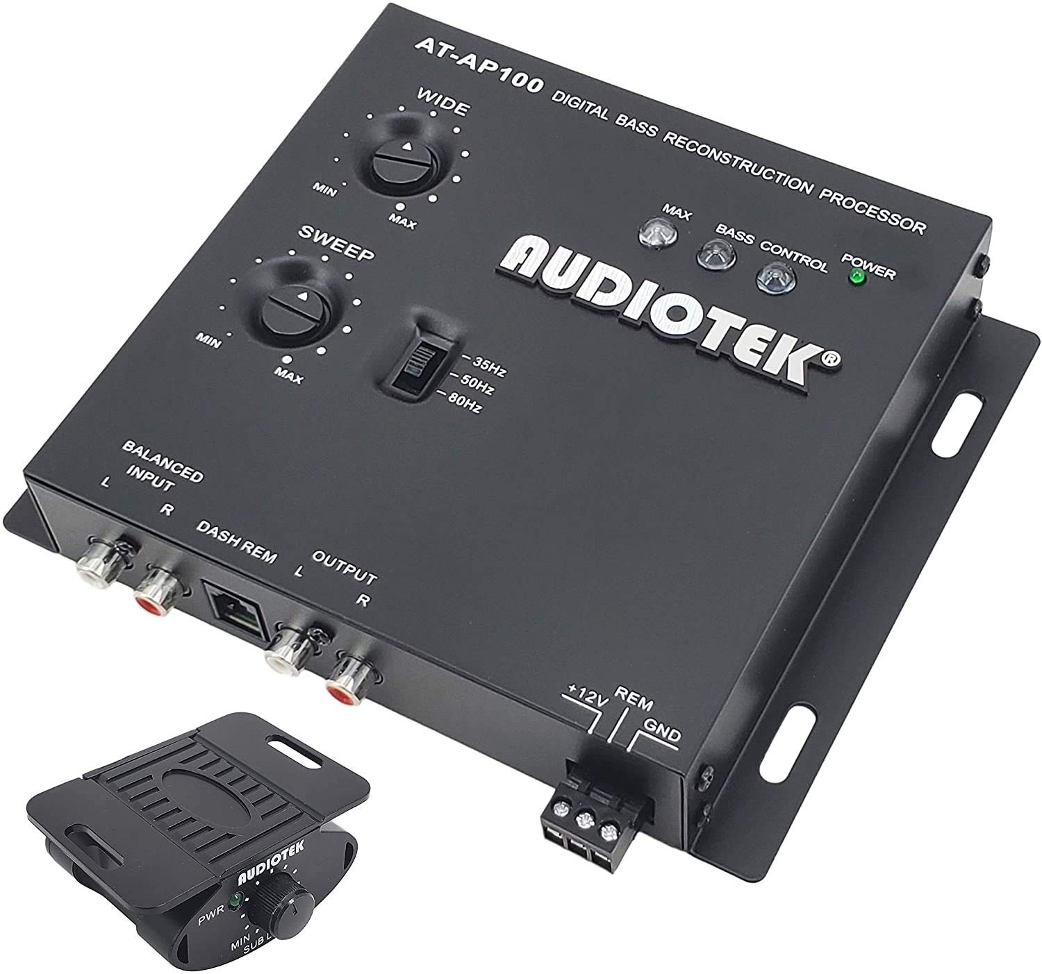 AT-AP100 1/2 Din Car Audio Digital Bass Processor & Sound Restoration, Crosso...