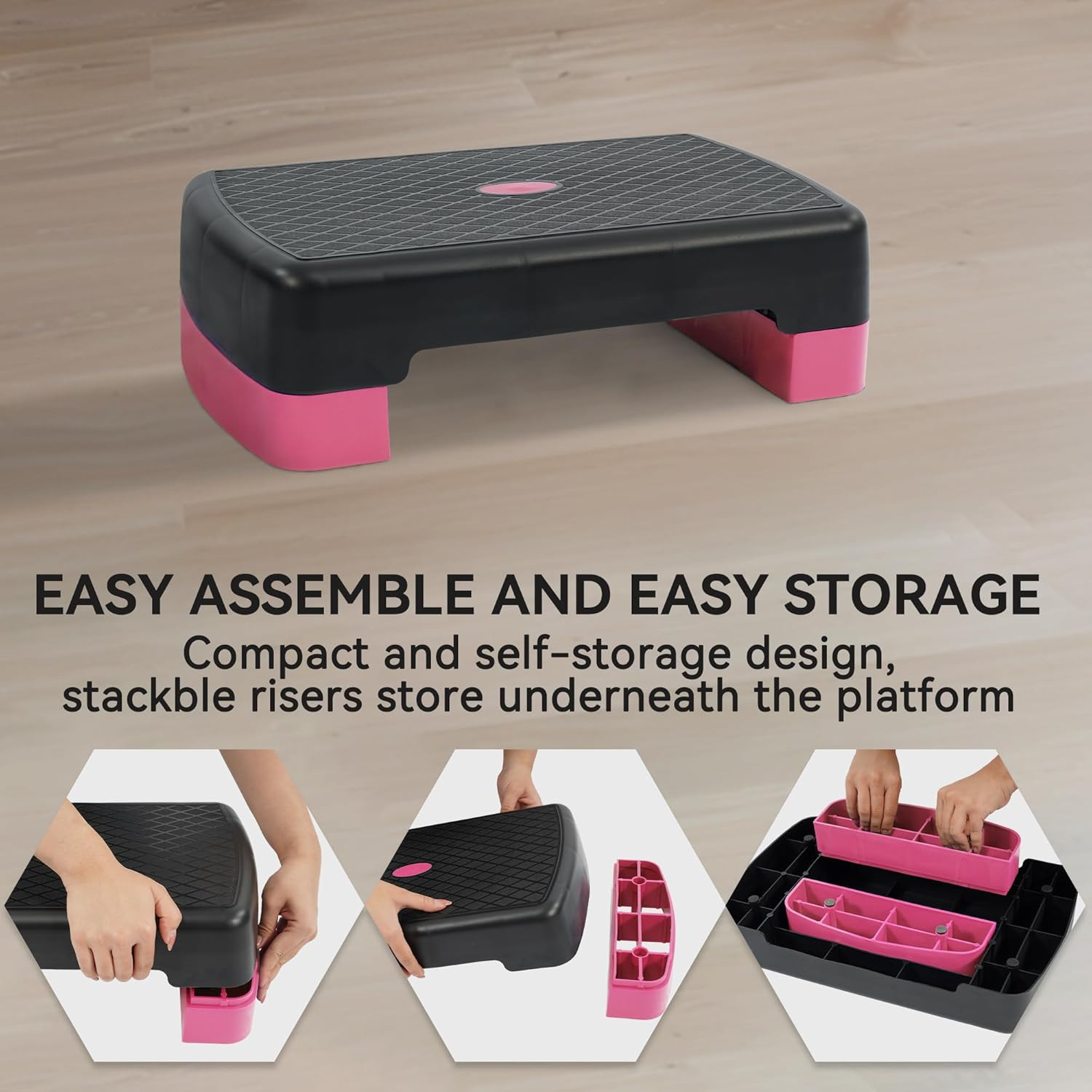Fitvids 18" Workout Aerobic Stepper Step Platform with 2 Risers, Multiple Colors