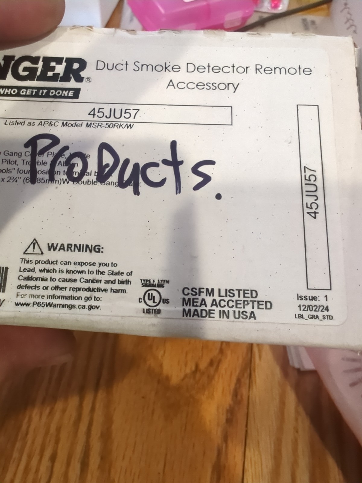 Air Products Duct Detector Remote