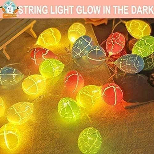 2 Pack Easter Lights String Easter Decorations, Total10 Ft 20 LED 3D Jumbo Crack