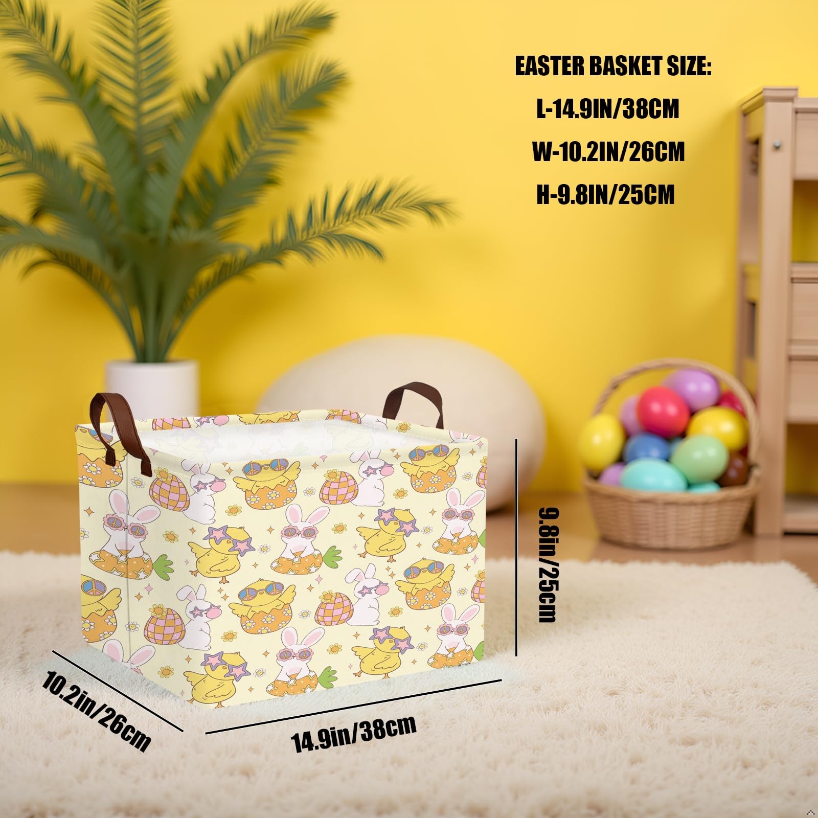 Large Rectangular Cute Kid Easter Basket Empty Bunny Eggs Easter Basket Gift ...