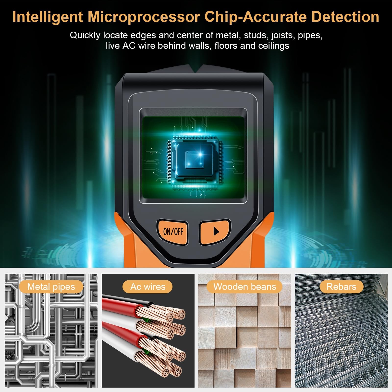 Stud Finder Wall Scanner - 5 in 1 Stud Finder Tool w/Microprocessor Chip and ...