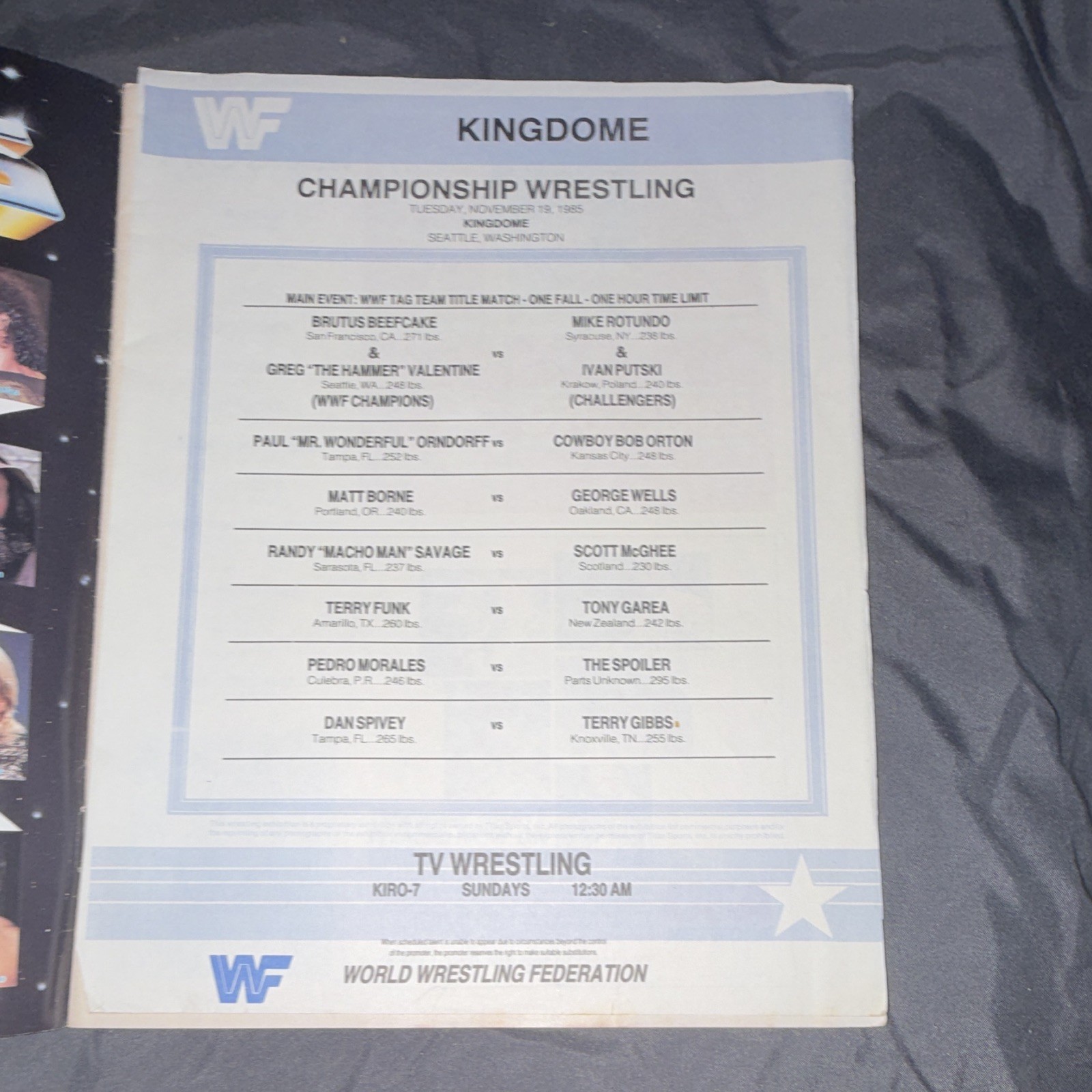 WWF Program Vol. 128 Hulk Hogan A Fighting Champion 1985 Kingdome