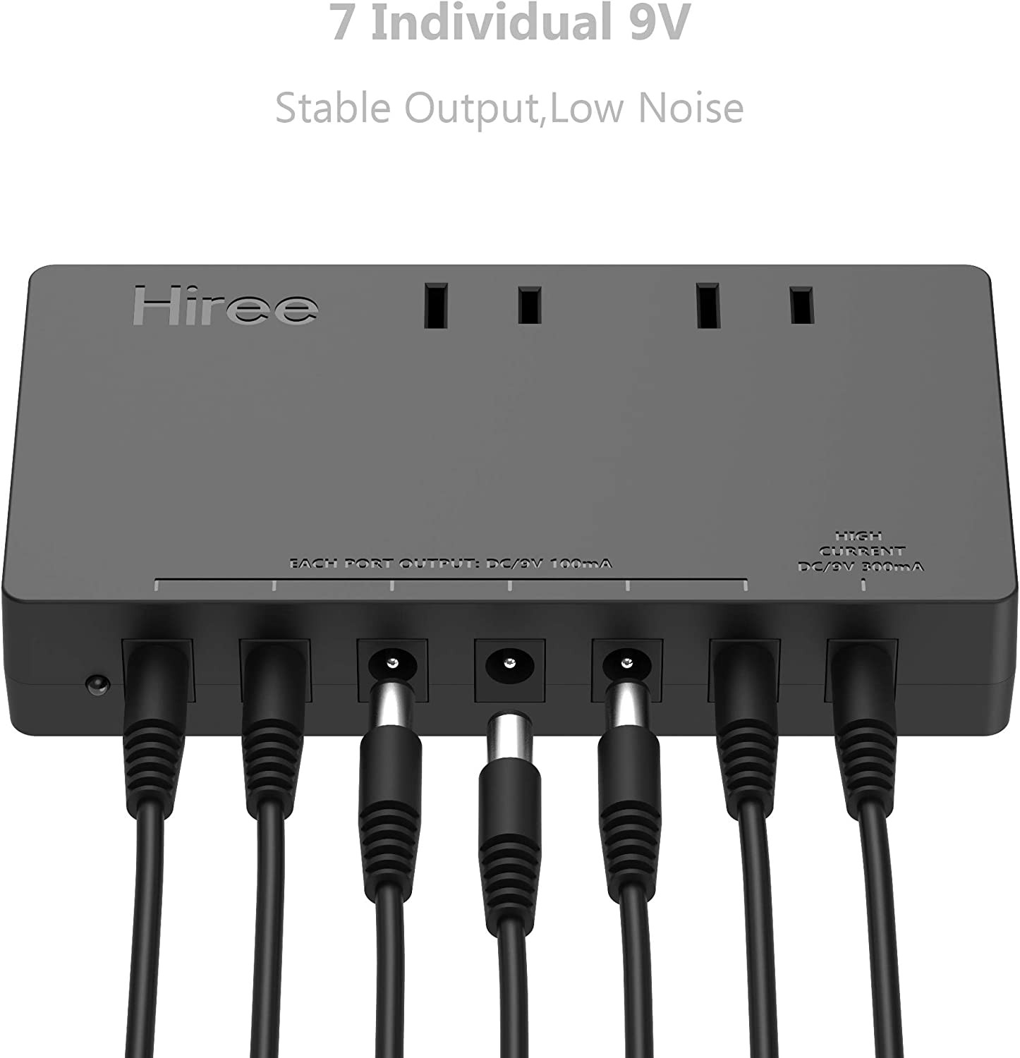 Guitar Pedal Power Supply 7 DC Output for 9V Effect Pedal Board with 2 AC Outlet