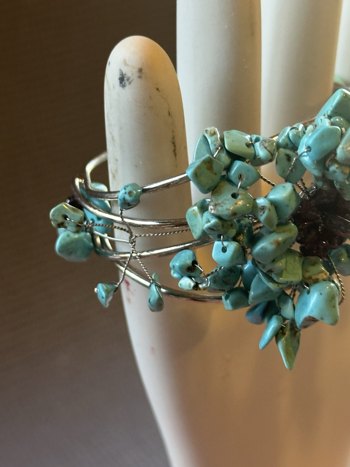Loose Turquoise Silver Wire Bracelet