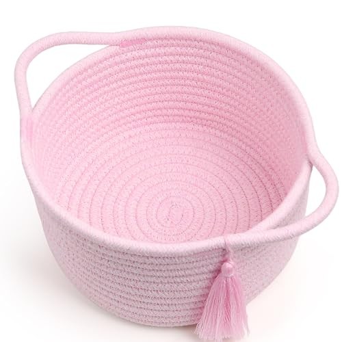 Small Cute Pink Gift Basket Empty to Fill — Mini Wicker 1 Pack Pastel Pink