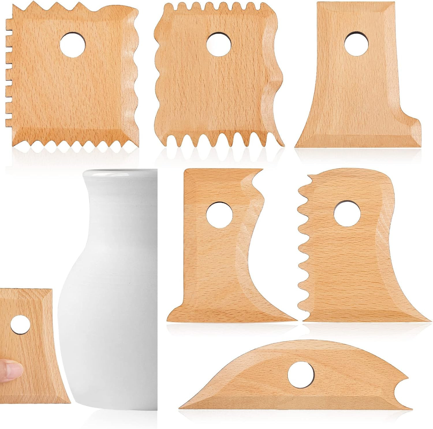 Pottery Tools Set Foot Shaper Trimming Rib Carving Clay Ceramics 7 Pcs