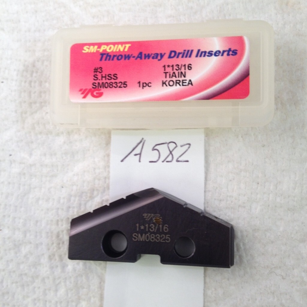 1 NEW 1-13/16" YG SPADE DRILL INSERT BIT SM08325. #3  T-A.  S.HSS TiALN.  (A582)