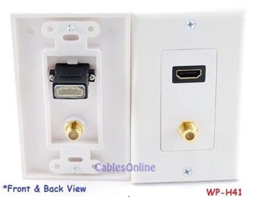 HDMI & Coax F-Connector A/V Wall Plate, White, WP-H41