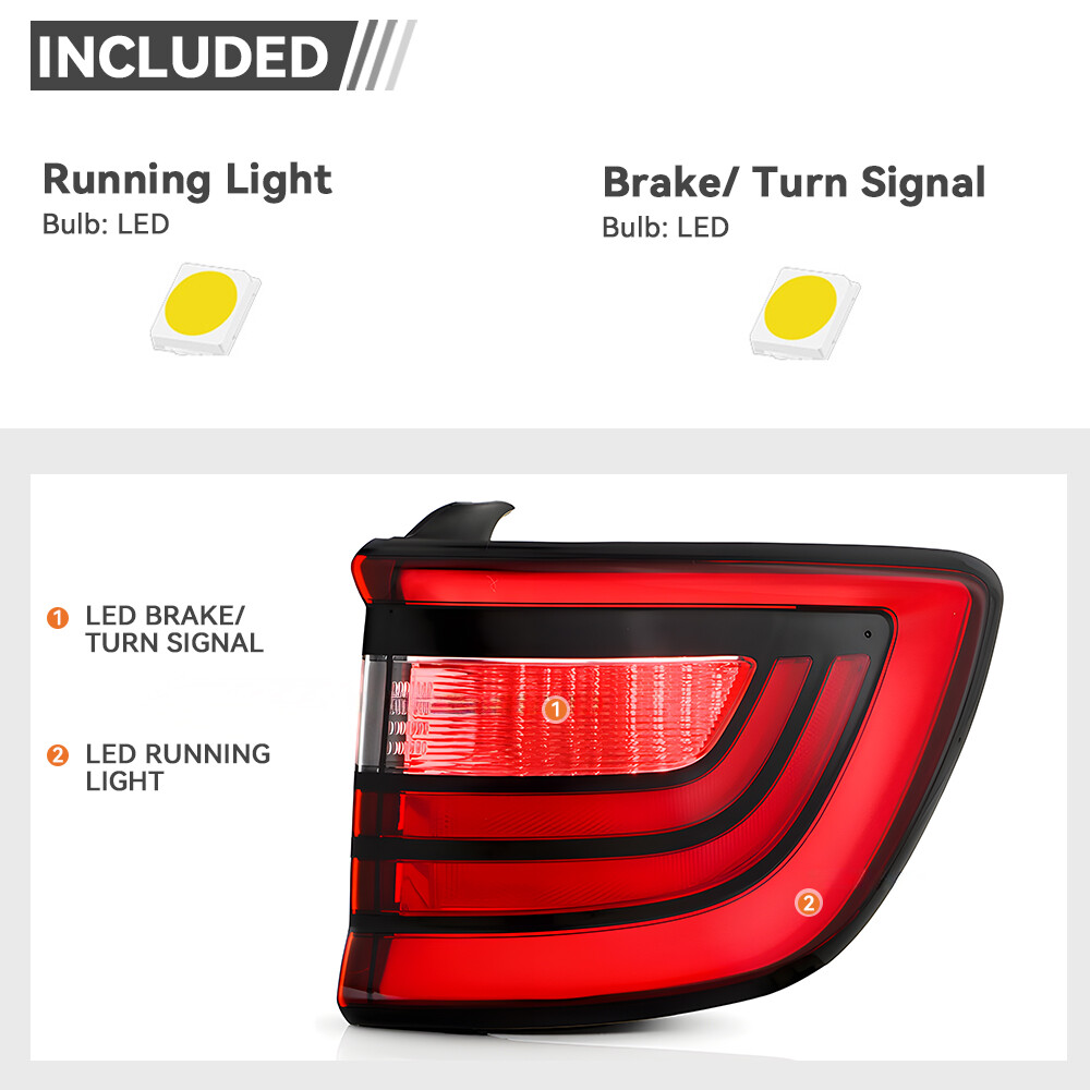 For 2014-2025 Dodge Durango Full LED Tail Light Brake Lamp Outer Passenger side