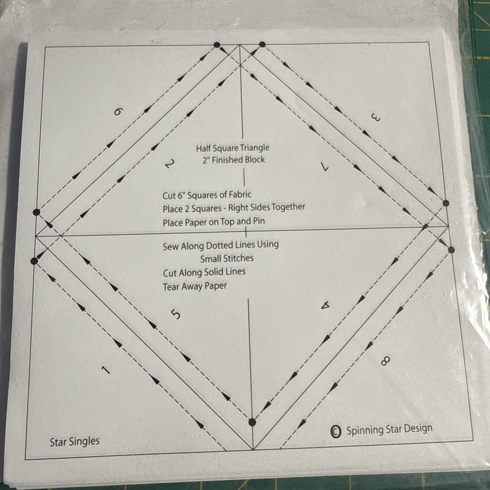 Star Singles 2" HALF SQUARE TRIANGLES HST Paper Pattern. 100 Sheets