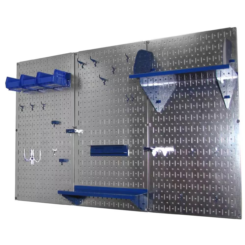 32 In. X 48 In. Metal Pegboard Standard Tool Storage Kit with Galvanized Pegboar