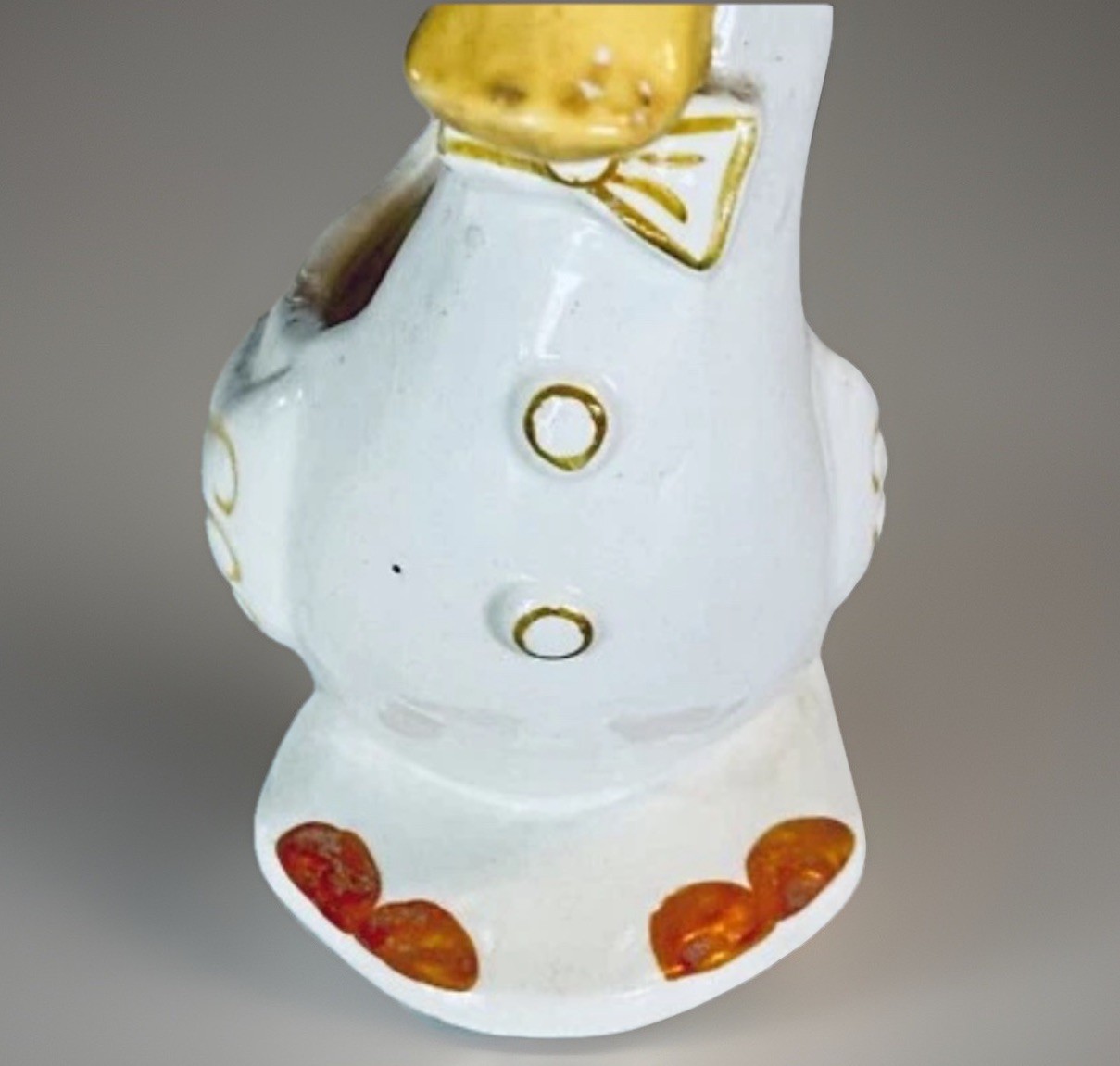 1920s Ceramic dapper duck anthropomorphic planter top hat bow tie 7” Tall