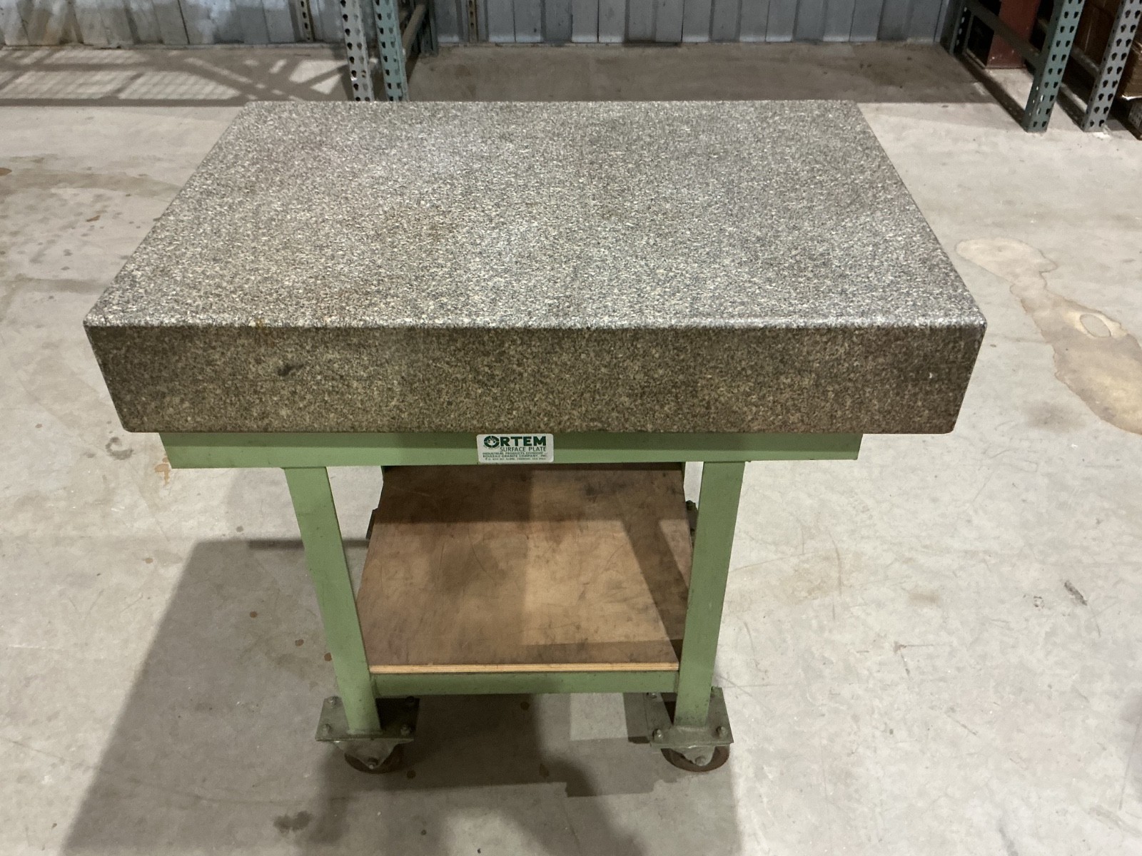 ORTEM SURFACE PLATE, 36 X 24 X 6, ON STAND WITH CASTERS