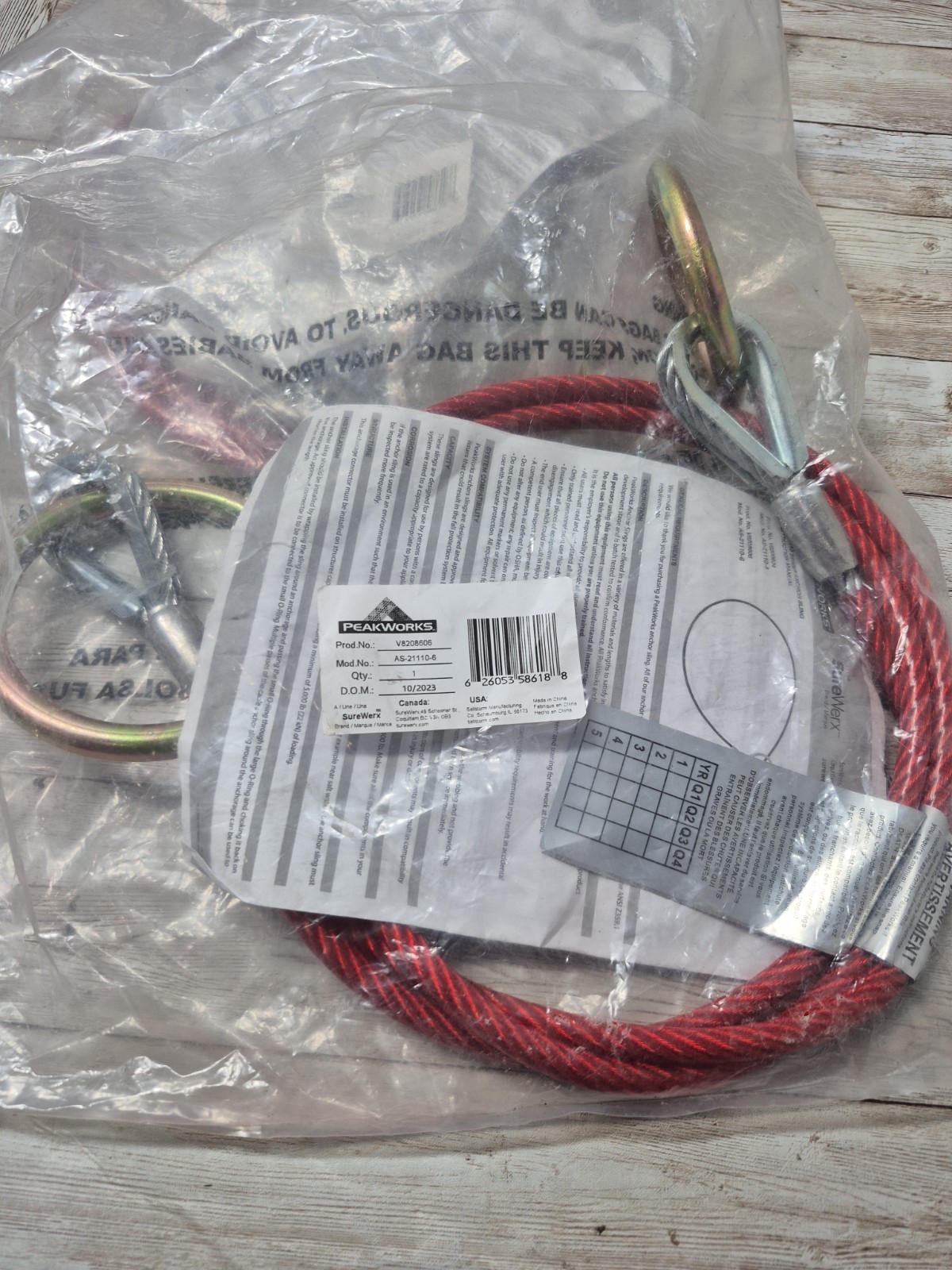 PEAKWORKS AS-21110-6 6MM Cable Sling ORI (V8208606)