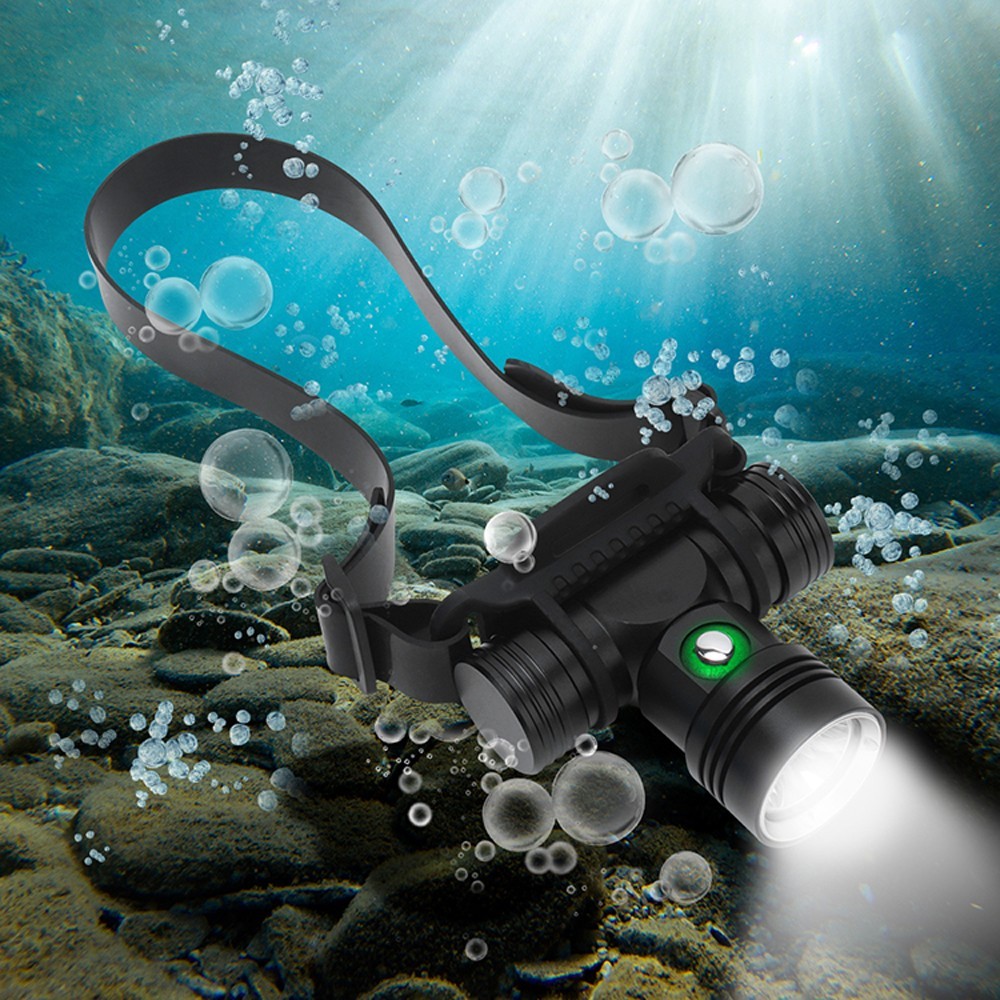 Scuba Diving Headlamp IPX8 Waterproof Underwater Headlight with 3 Modes