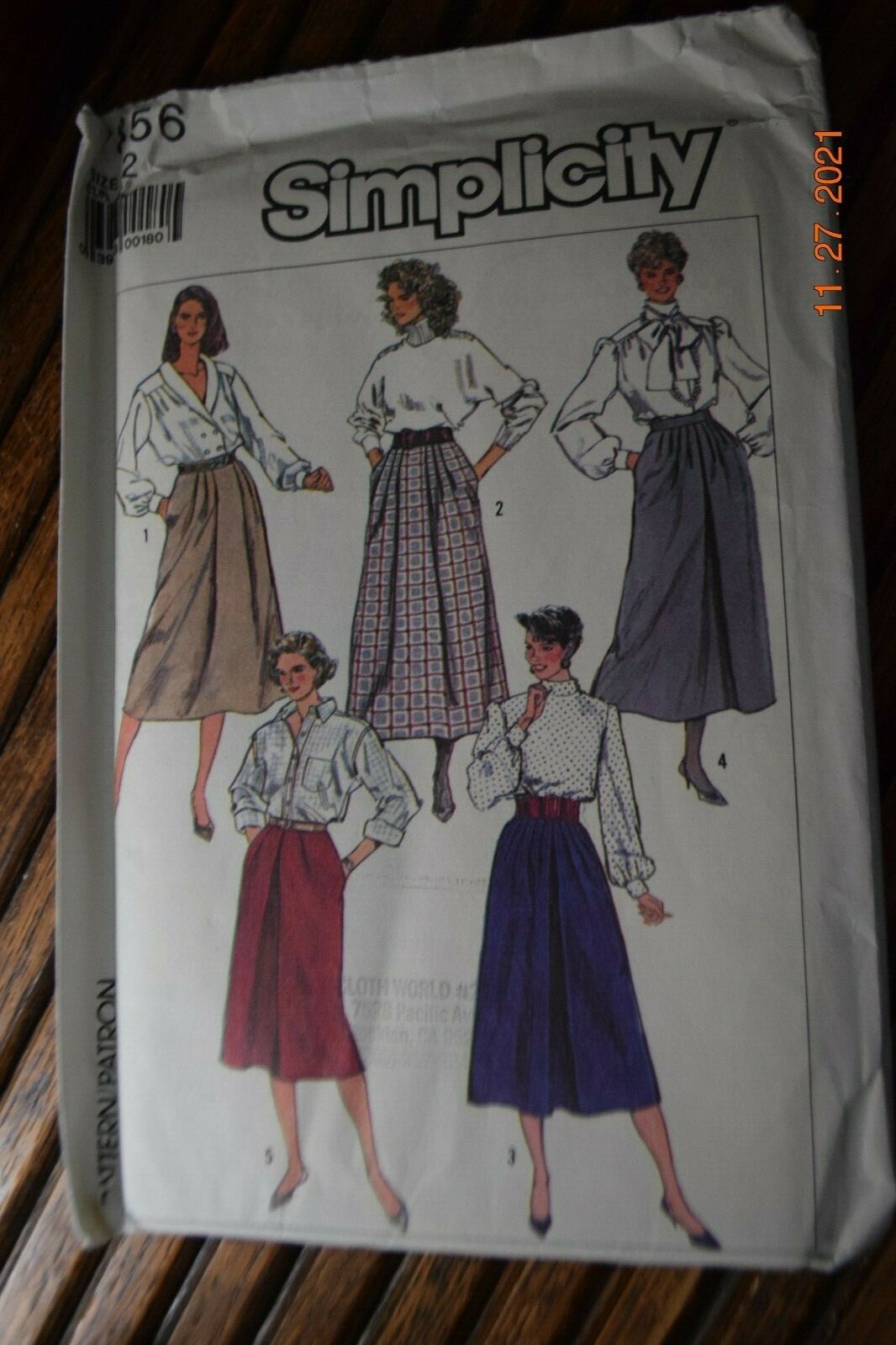 Simplicity 7856 SKIRT 2 LENGTHS SLIGHTLY A-LINE W/FRONT PLEAT VARIATIONS SZ 12