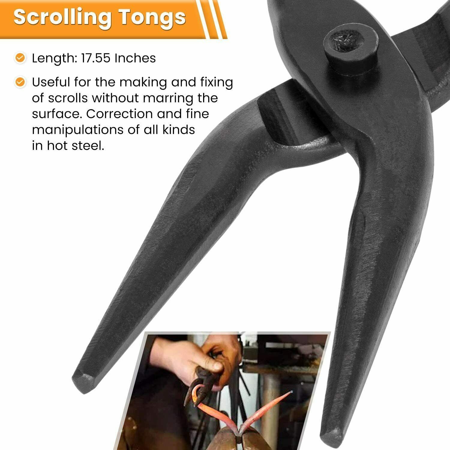 Beginner blacksmith tongs Blacksmith Forge Tong Tools Set Flat Jaw Pick Up