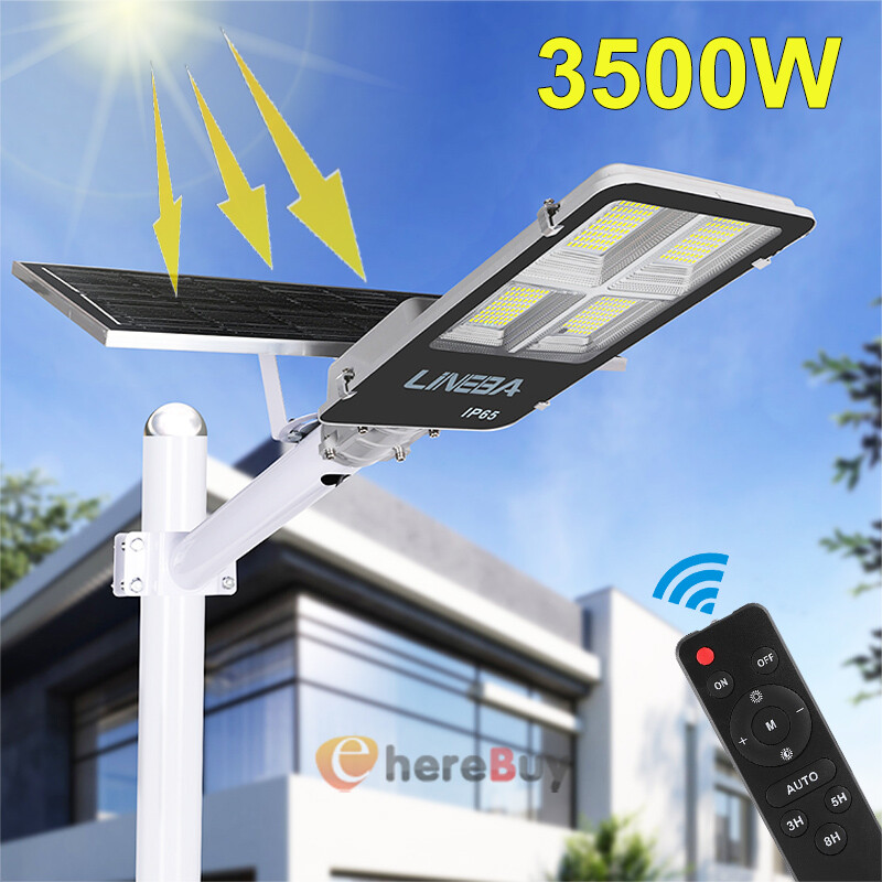 Commercial 1000000LM Outdoor Dusk to Dawn Solar Street Light IP67 Road Lamp+Pole