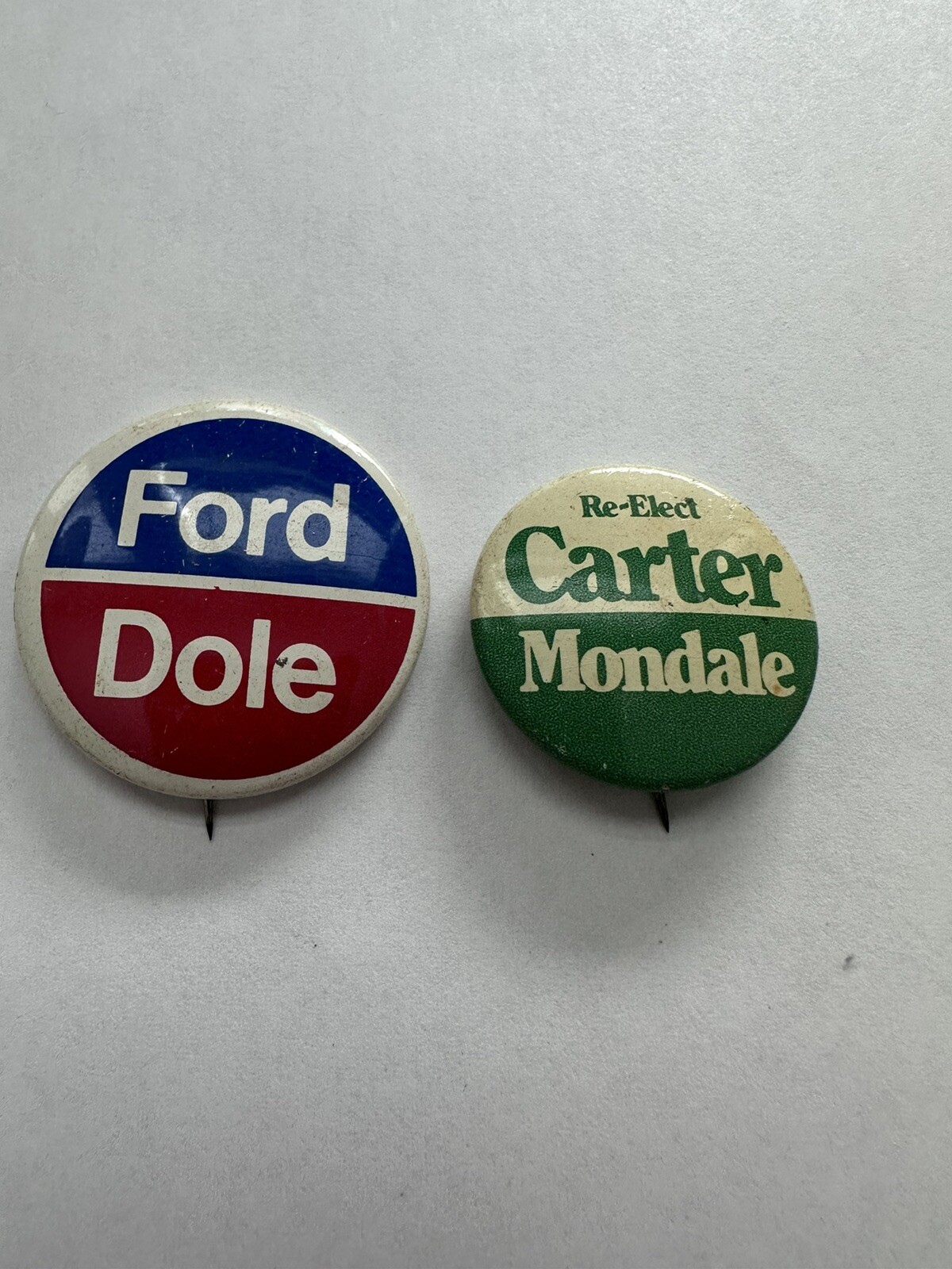 carter and ford political buttons