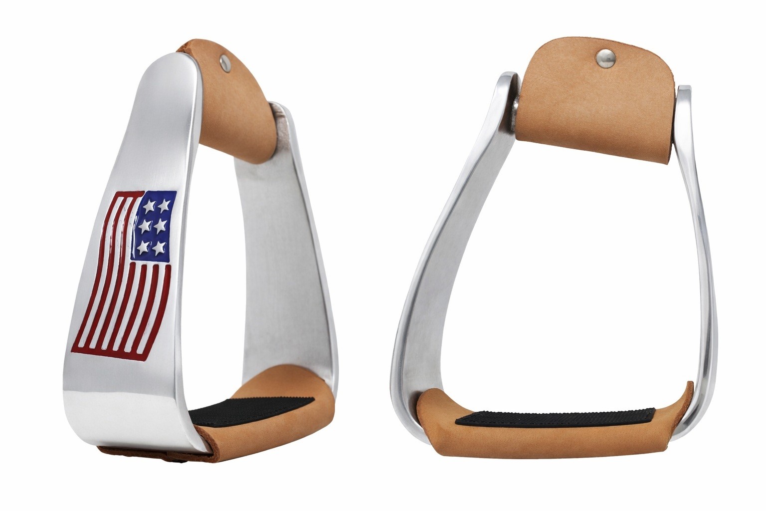 Horse Western 5" Wide Aluminum Flag Angled Slanted Stirrups Knee Relief  5199
