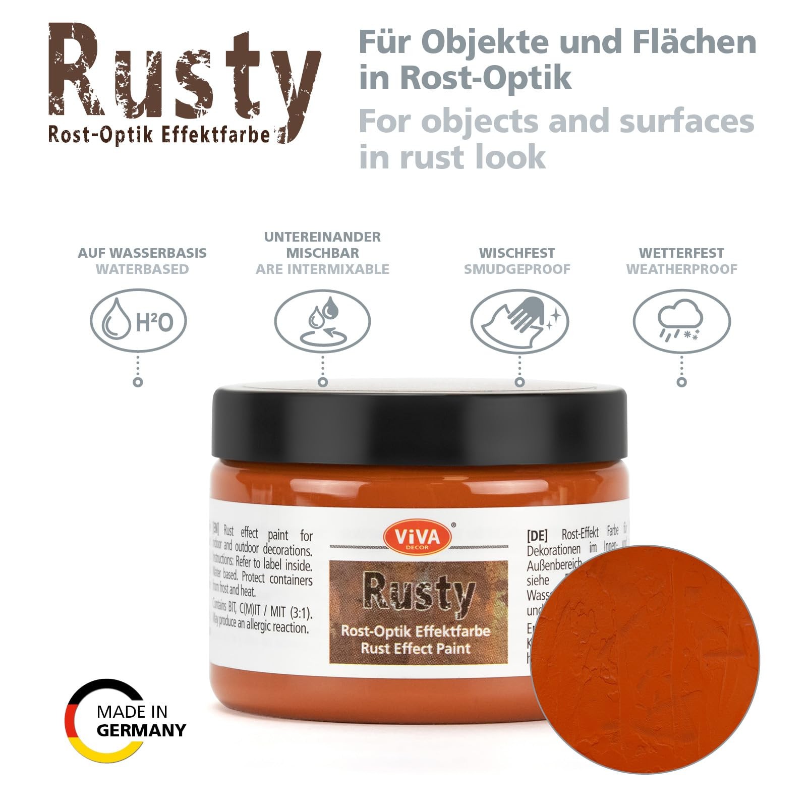 Viva Decor Rusty for Paper and More, 150ml, Rust Orange