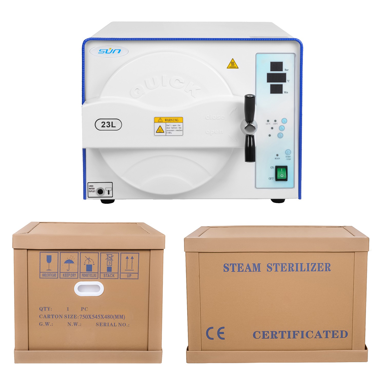 23L Class N Fully Automatic Dental Autoclave Steam Sterilizer with 3 Trays