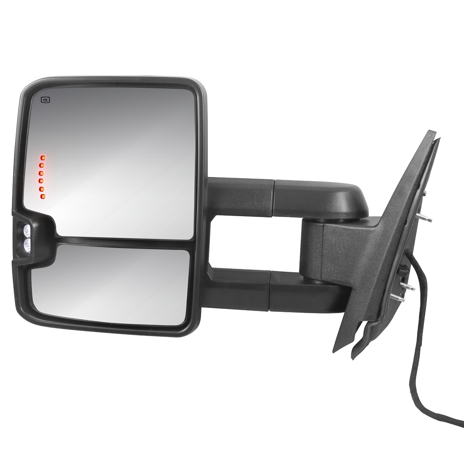 Pair Chrome Power Heated Tow Mirrors For 2007-2014 Chevy Silverado GMC Sierra