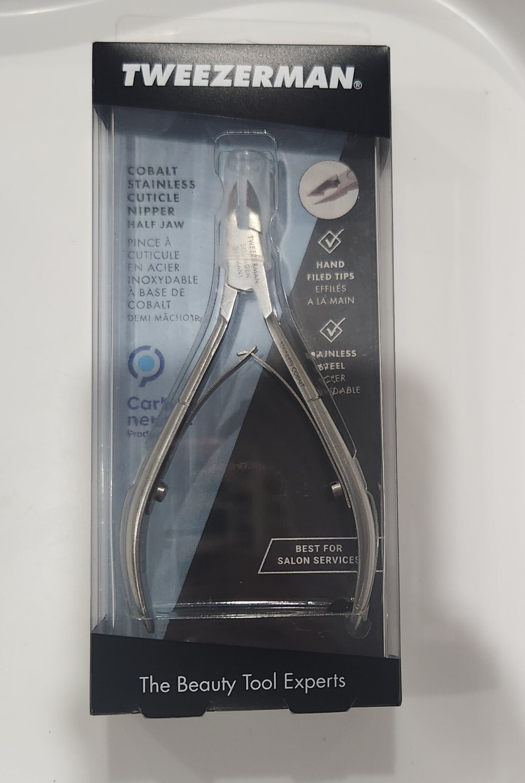 Tweezerman Cobalt Stainless Steel Cuticle Nipper Half Jaw 3186-P