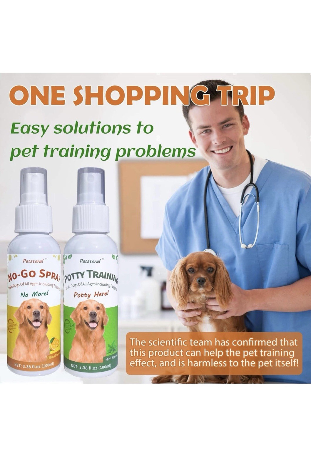 Petstoral Pet No-Go & Puppy Potty Training Spray 3.38 Fl Oz/100ml Kit