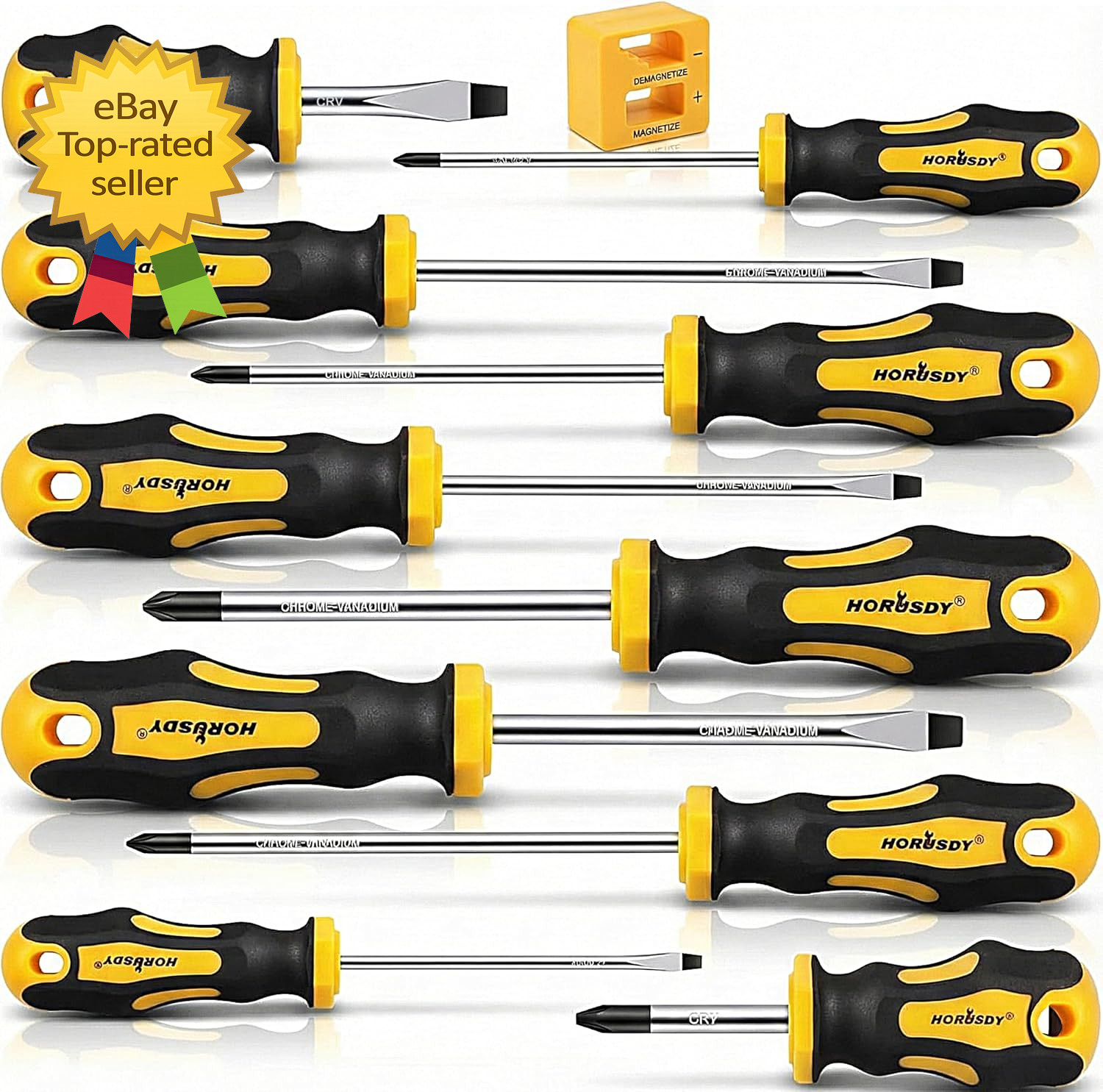 11-Pieces Magnetic Screw Driver Magnetic 5 Phillips and 5 Flat Head Tips