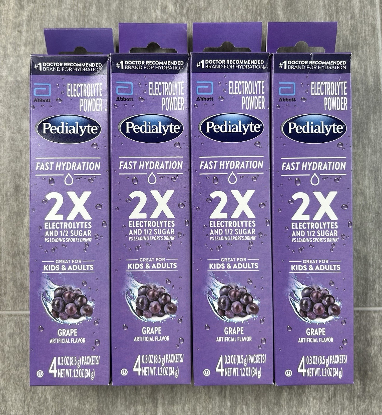 PEDIALYTE ELECTROLYTE POWDER PACKETS GRAPE 4 CT X 4 (16 TOTAL) EXP JAN 2027