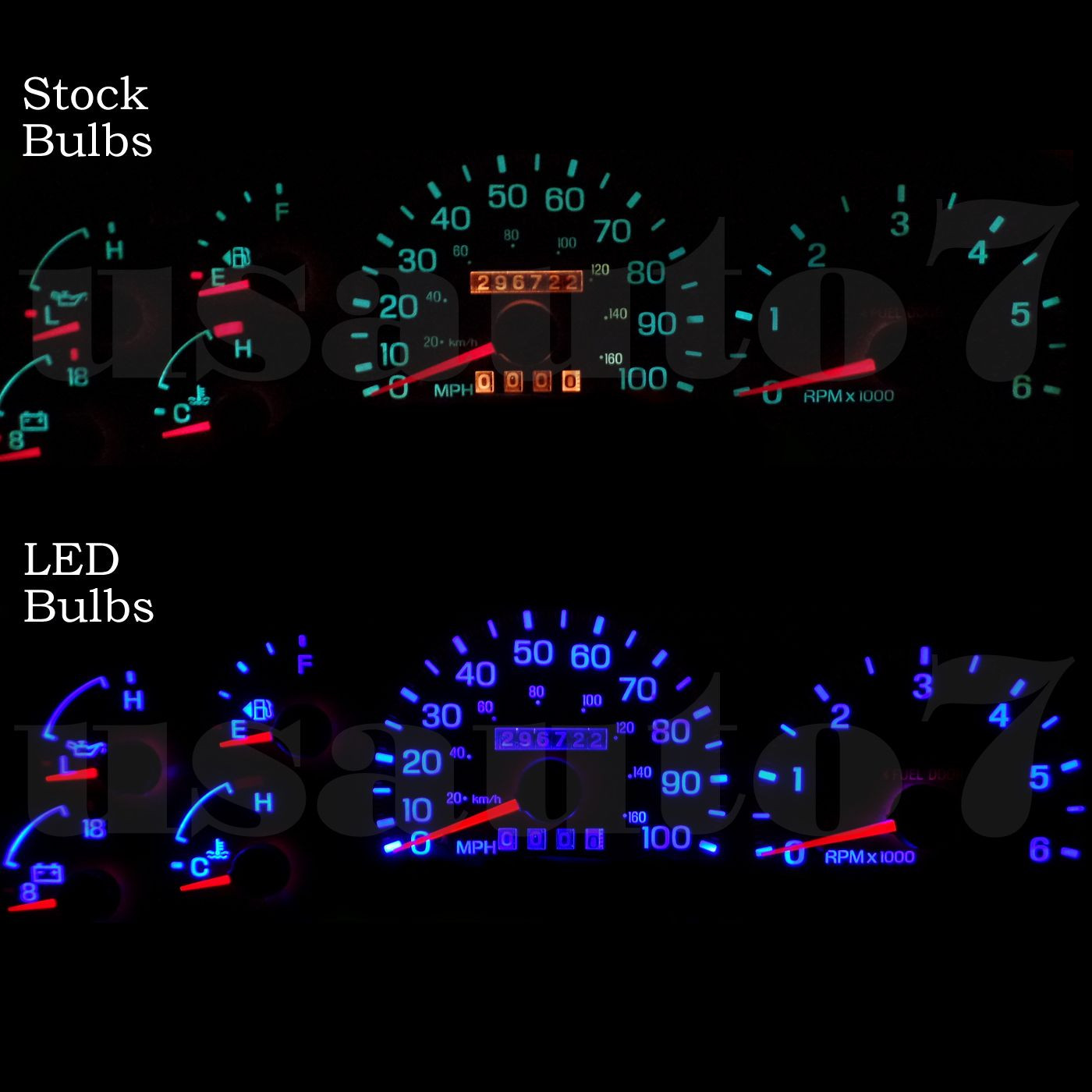 Cluster Gauge & AC Heater Climate Blue LED LIGHTS Fit 97-98 Ford F150 Expedition