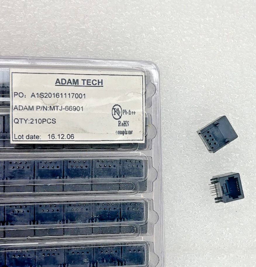 *Lot of 10* Adam Tech MTJ-66901 Ser. 6P6C Right Angle Through Hole Modular Jack