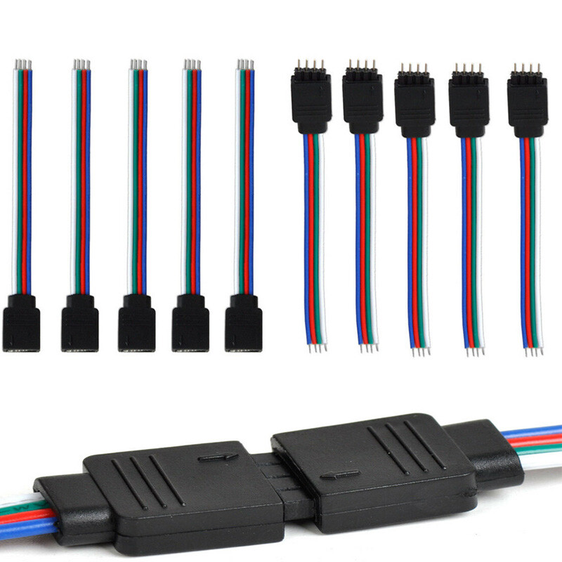 10Pcs 4Pin Male + Female Connector Cable Wire for 2835 5050 RGB LED Strip light