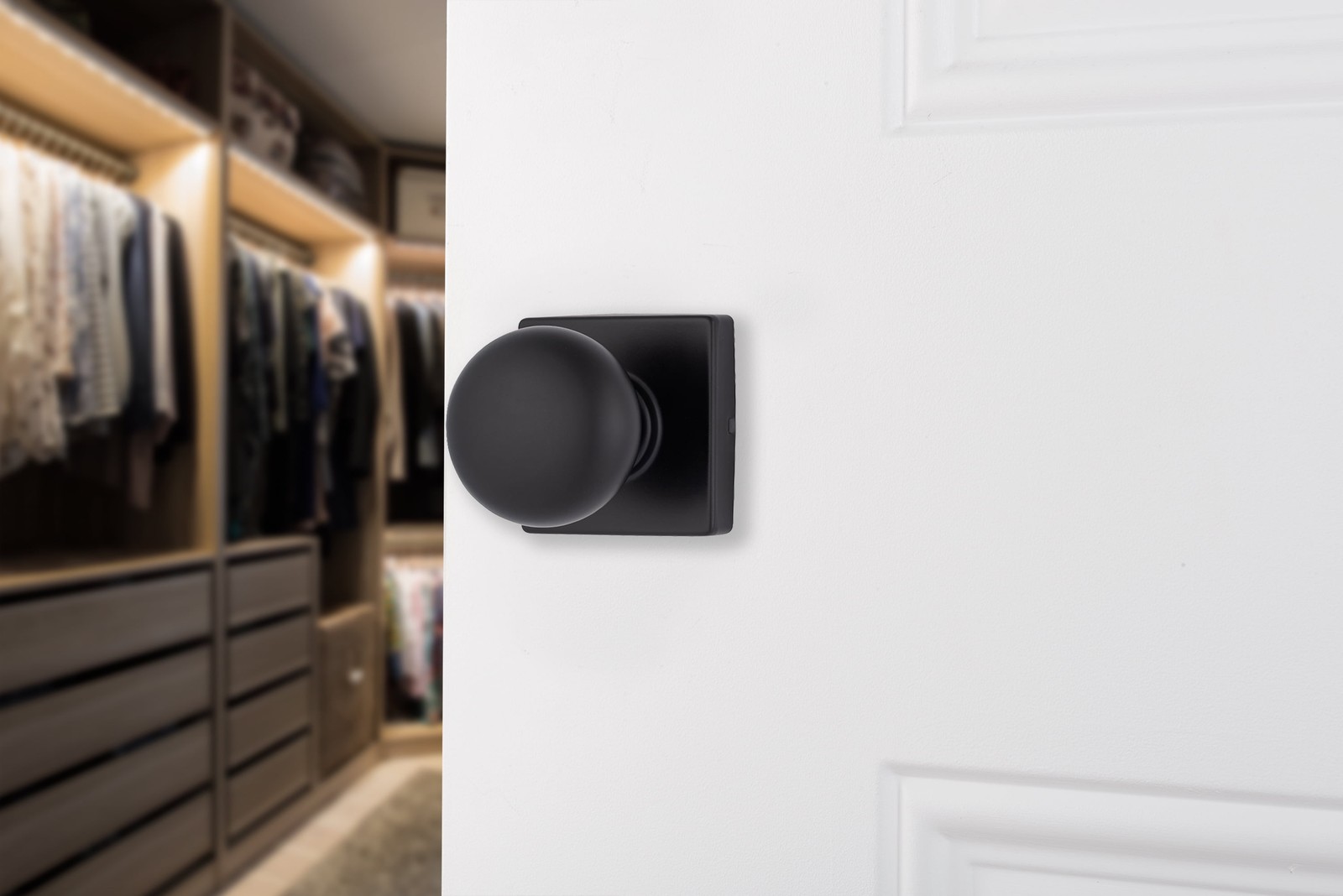 Contemporary Interior Passage Doorknob, Matte Black Keyless Doorknob, 10 Pack