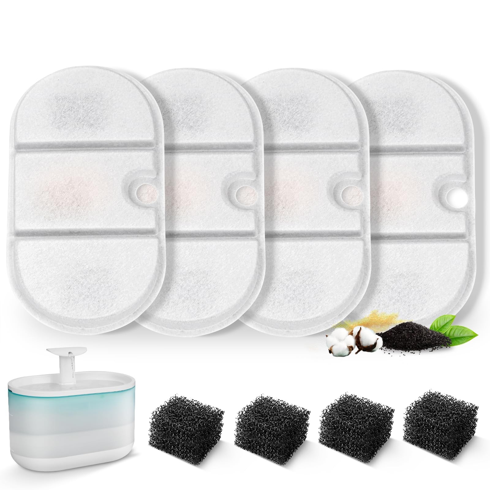 VinDox 8 Packs Replacement Cat Fountain Filters Compatible with White